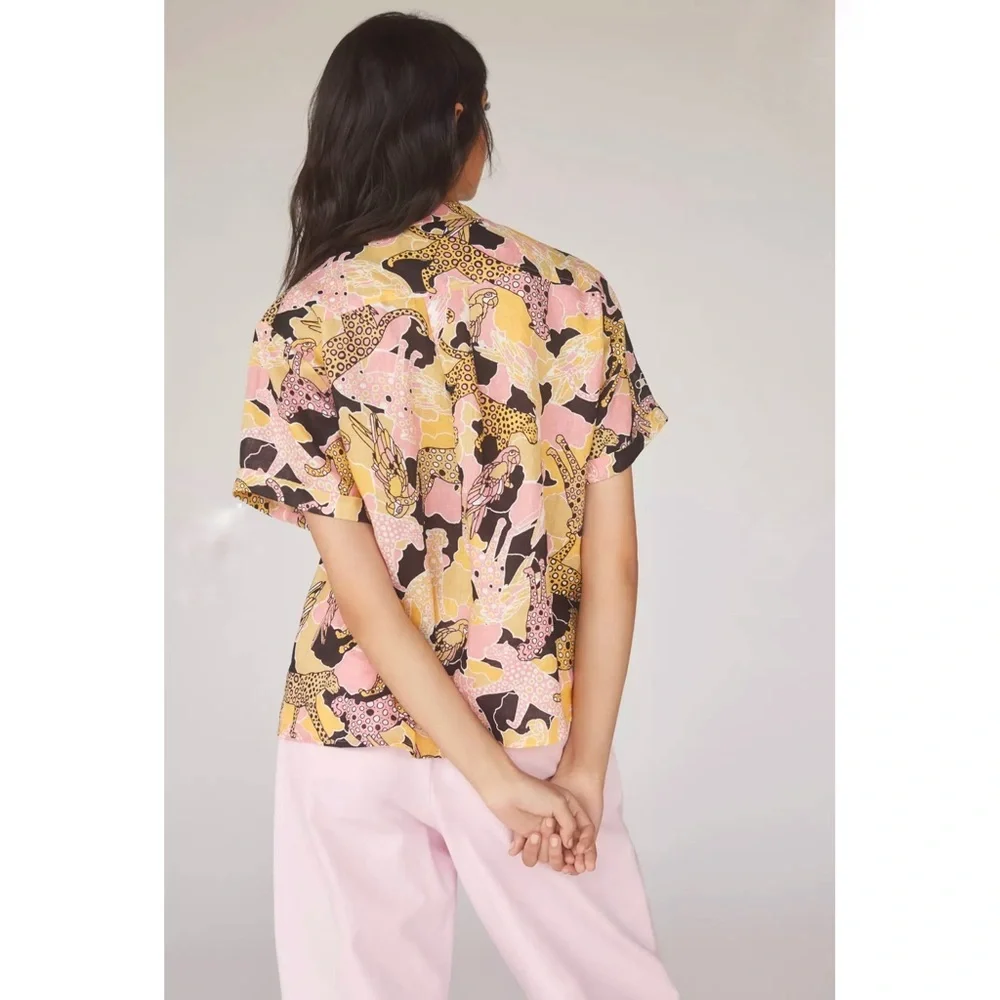 NWT Anthropologie Maeve Printed Buttondown Surf Shirt, sz XS, MSRP $98 - Picture 3 of 12